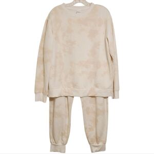 Stars Above | Women's Cream and Pink Tie-Dye Sweatshirt & Joggers Set (Size XL)